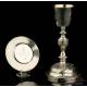 Antique Solid-Silver Chalice and Paten. France, 19th Century