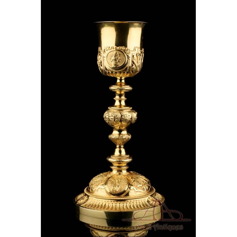 Awesome Antique Gilt Silver Chalice. France, 1820