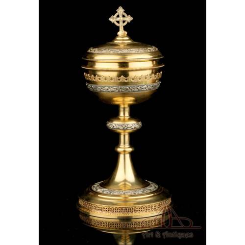 Antique Gilt Silver Ciborium. France, 19th Century