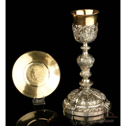 Wonderful Antique Solid-Silver Chalice. Museum Piece. France, 19th Century