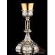 Extraordinary Antique Silver, Gold and Gold-Plated Silver Chalice. Diamond. Spain, 1900