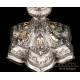 Extraordinary Antique Silver, Gold and Gold-Plated Silver Chalice. Diamond. Spain, 1900