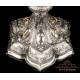 Extraordinary Antique Silver, Gold and Gold-Plated Silver Chalice. Diamond. Spain, 1900