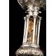 Extraordinary Antique Silver, Gold and Gold-Plated Silver Chalice. Diamond. Spain, 1900