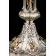 Extraordinary Antique Silver, Gold and Gold-Plated Silver Chalice. Diamond. Spain, 1900