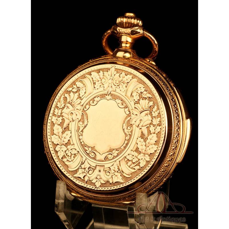 Antique Girard Perregaux 18K Repeater Pocket Watch. Monn Phases