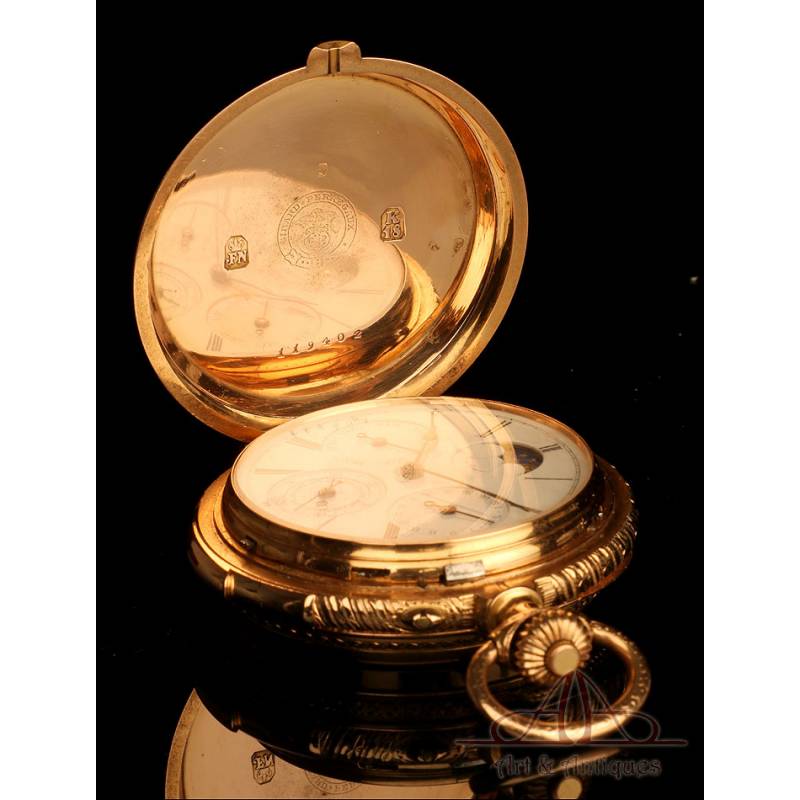 Antique Girard Perregaux 18K Repeater Pocket Watch. Monn Phases