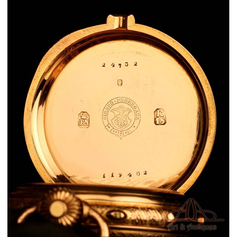 Antique Girard Perregaux 18K Repeater Pocket Watch. Monn Phases