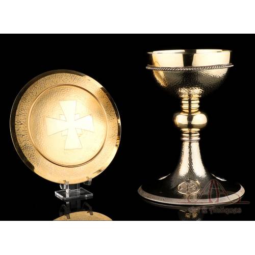 Vintage Spanish Hammered Solid-Silver Chalice. Spain, 1970s-80s