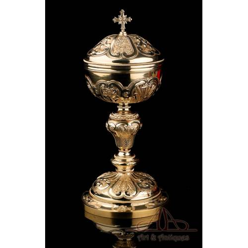 Antique French Gilded Silver Ciborium. France, Late 19th Century