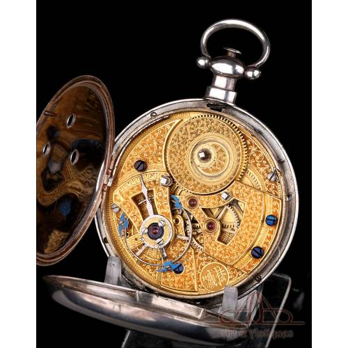 Reloj de Bolsillo Chino Antiguo. Plata. Escape Dúplex. Capitán de Barco.  Circa 1870