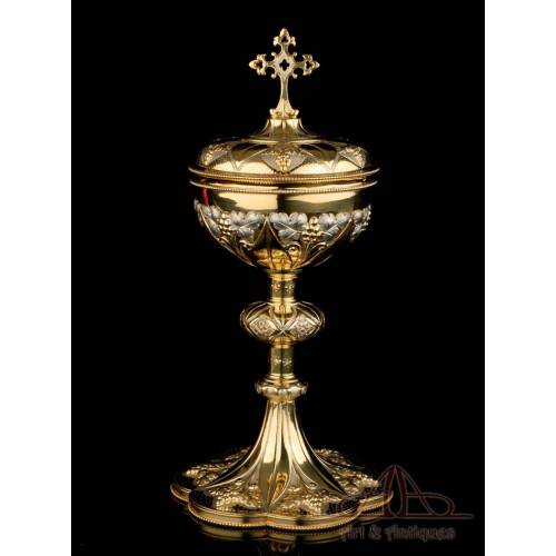 Antique Two-Colored Solid-Silver Ciborium. France, Circa 1900