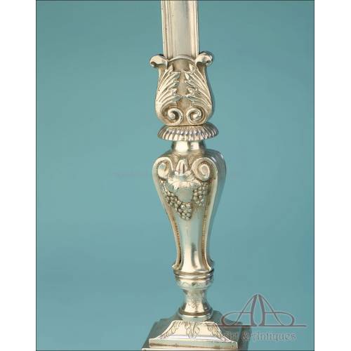 Candlesticks and Altar Crucifix - Silver Plated