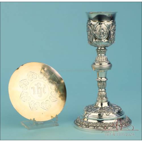 Striking Antique Spanish Silver Chalice. Carreras. Barcelona, Spain, Circa 1840