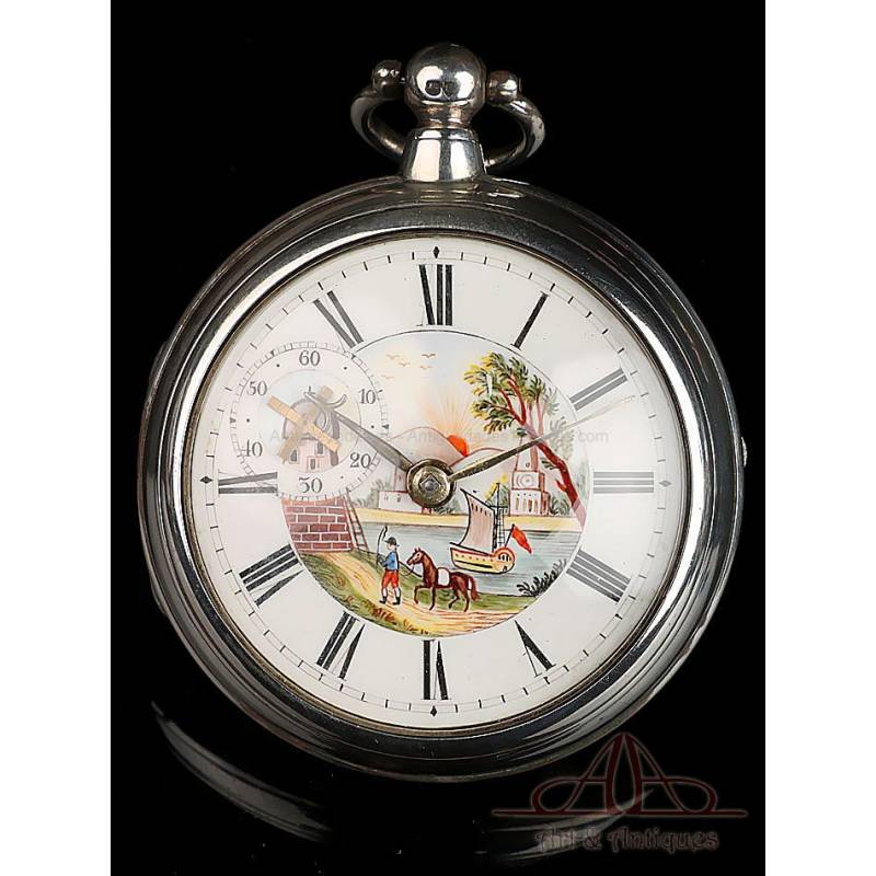 Antiguo Reloj de Bolsillo Catalino Autómata. Plata. Joseph White ...