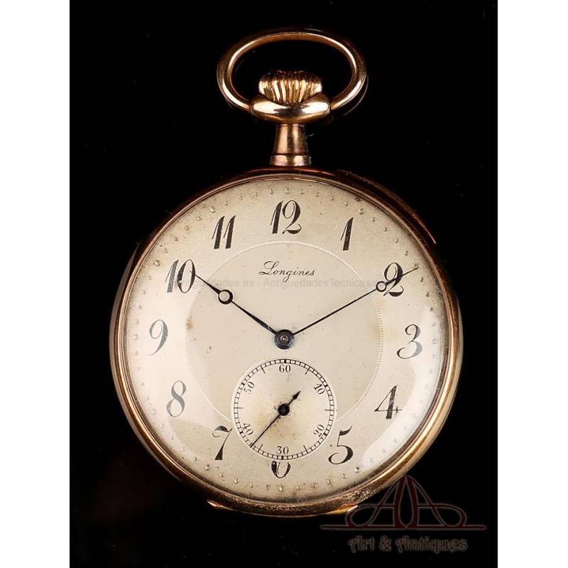 Antique Longines Pocket Watch. 18K Gold. Switzerland 1930