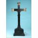 Antique Ebony and Silver Crucifix. Lier, Belgium. 19th Century