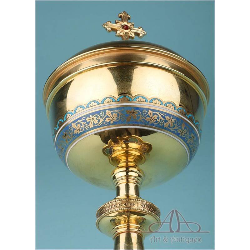 Gilt Silver Enameled Ciborium. Salesians Tibidabo Don Bosco. Barcelona, 1915