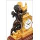 Antique French Mantel Clock. Gilt and Patinated Bronze. . France, 19th Century