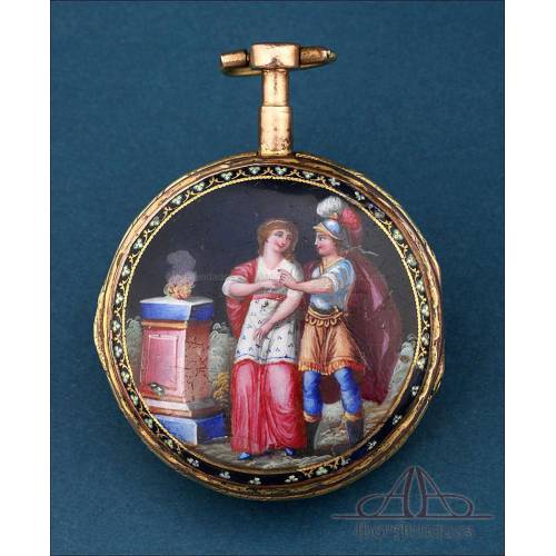 Antique M. Berger Verge-Fusee Pocket Watch with Enamel. Switzerland, Circa 1780