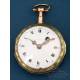 Antique M. Berger Verge-Fusee Pocket Watch with Enamel. Switzerland, Circa 1780