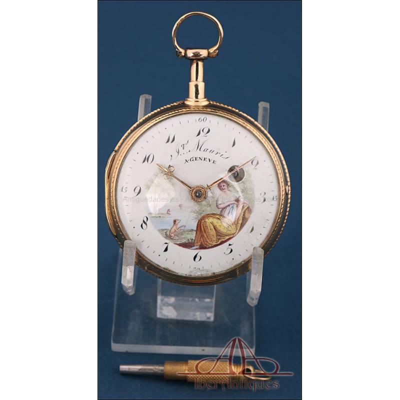 Antiguo Reloj de Bolsillo Catalino de Oro de 18 K. C. 1810, Ginebra, Suiza