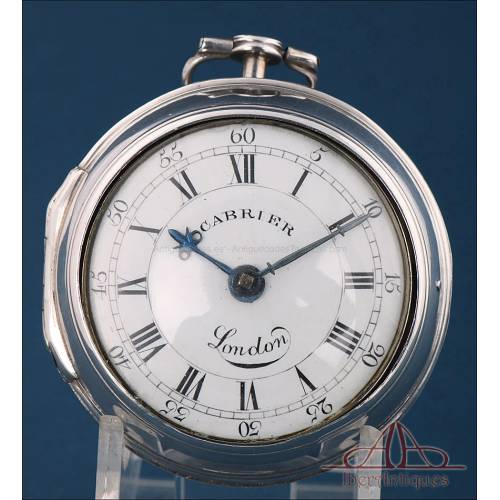 Antique Verge-Fusee Pocket Watch. Double Silver Casing. Charles Cabrier III. London, 1792