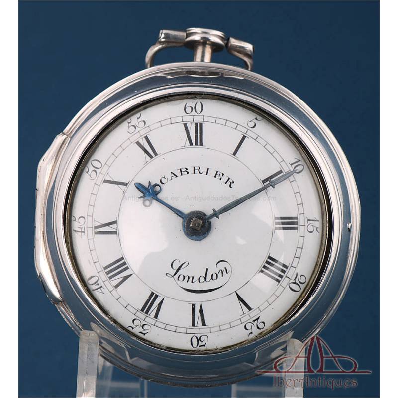 Antiguo Reloj de Bolsillo Catalino. Dos cajas de plata. Charles Cabrier III. Londres, 1792