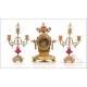 Antique Mantel Pendulum Clock and Candelabra Set. France, 19th Century