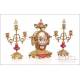 Antique Mantel Pendulum Clock and Candelabra Set. France, 19th Century