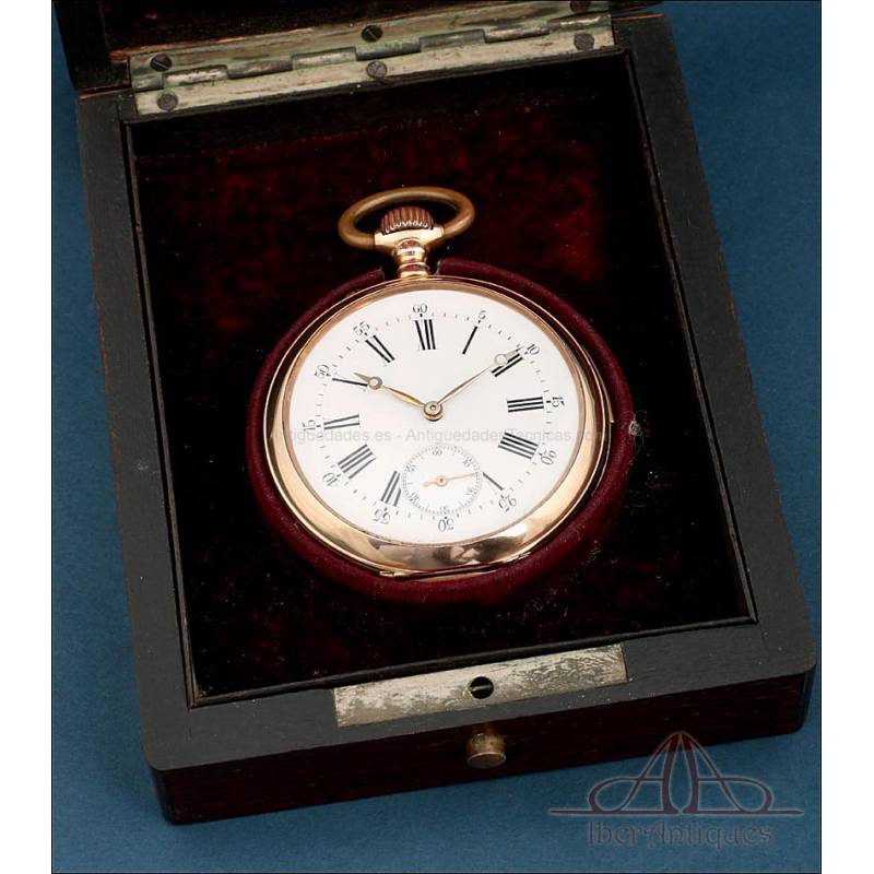 Antiguo Reloj de Bolsillo de Oro de 18K con Sonería a Cuartos. Suiza, Sobre 1890