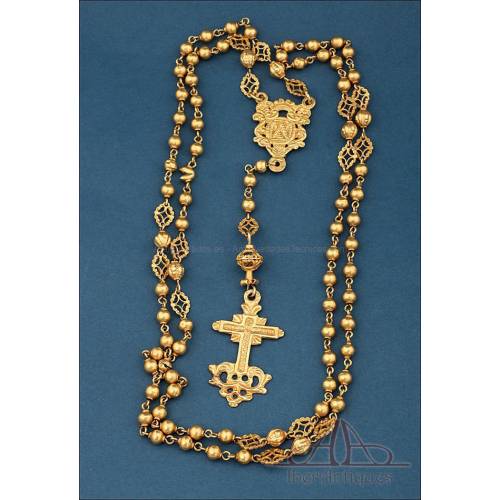 Antique 18K Gold Rosary. Totally Handcrafted. 18th Century, c. 1750