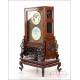 Antique English Clock for the Chinese Market with Rich Decoration and Moon Phases, Ca. 1880