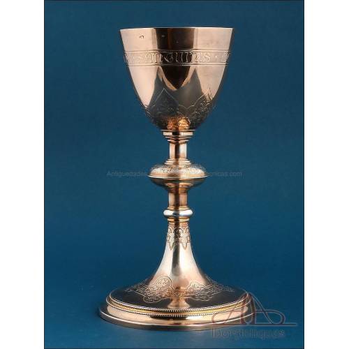 Antique Gilt Silver Chalice with Inscriptions, France 1917