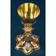 Extraordinary Antique Set of Chalice and Cruets. Gilt Silver and Enamels. France, ca. 1880.