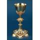 Extraordinary Antique Set of Chalice and Cruets. Gilt Silver and Enamels. France, ca. 1880.