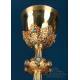 Extraordinary Antique Set of Chalice and Cruets. Gilt Silver and Enamels. France, ca. 1880.