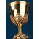 Extraordinary Antique Set of Chalice and Cruets. Gilt Silver and Enamels. France, ca. 1880.