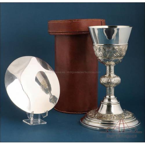 Antique Silver Chalice with Case. Spain, Circa 1930