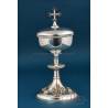 Antique Silver Ciborium with Cherub and Religious Monogram Decoration, Spain, 20th C.