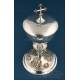 Antique Silver Ciborium with Cherub and Religious Monogram Decoration, Spain, 20th C.