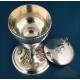 Antique Silver Ciborium with Cherub and Religious Monogram Decoration, Spain, 20th C.