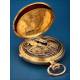 Antique 18K Gold Pocket Watch. Minute Repeater, Chronograph, Switzerland 1890