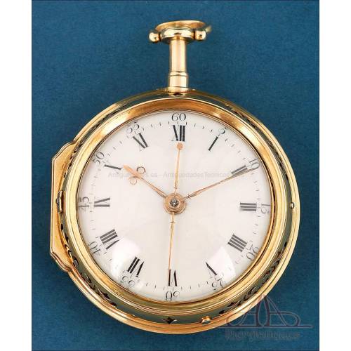 Rare Early Gold Cylinder Pocket Watch with 1/8th Repeating. England, c. 1770