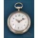 Antique French Verge Fusee pocket watch in silver, 1850.