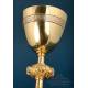 Antique French Chalice and Paten in Gilded Silver, ca. 1880, with Latin Inscriptions