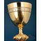 Antique French Chalice and Paten in Gilded Silver, ca. 1880, with Latin Inscriptions