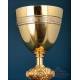 Antique French Chalice and Paten in Gilded Silver, ca. 1880, with Latin Inscriptions