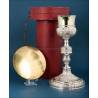 Elegant Antique Silver Chalice with Paten and Case, Madrid 1874