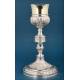 Elegant Antique Silver Chalice with Paten and Case, Madrid 1874